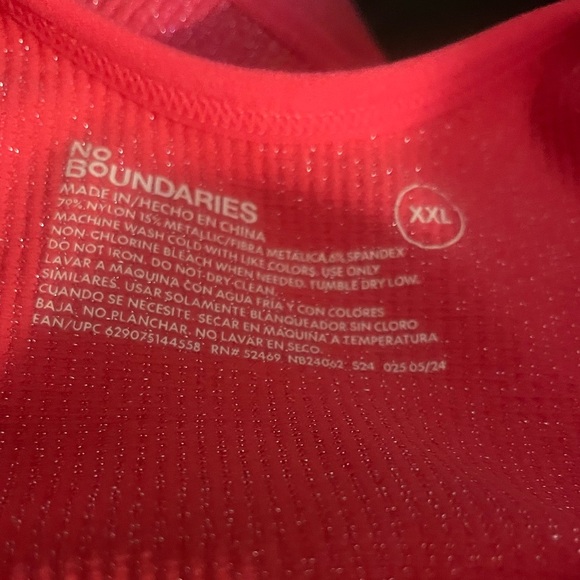 No Boundaries Bright Orange Sparkly One-Piece (XXLg) Thong Bodysuit - Picture 4 of 9